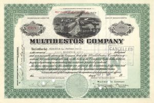 Multibestos Co. - 1926 dated Stock Certificate