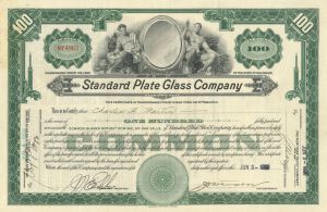 Standard Plate Glass Co. - 1924 or 1927 dated Stock Certificate