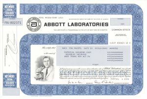 Abbott Laboratories  - 1998 dated Stock Certificate