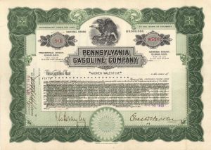 Pennsylvania Gasoline Co. - 1919 dated Stock Certificate
