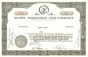 Scott, Foresman and Company - 1960-1963 dated Illinois Stock Certificate