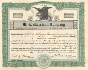 M.E. Morrison Co. - 1920 dated Stock Certificate