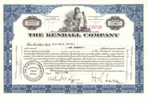 Kendall Co. - 1948 or 1953 dated Stock Certificate