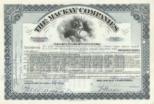 Mackay Companies -  1922 dated Stock Certificate