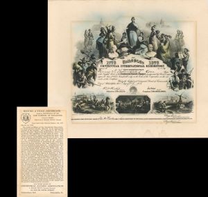 United States Centennial International Exhibition - 1776-1876 dated Stock Certificate