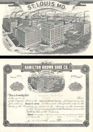 Hamilton-Brown Shoe Co. - 1932 or 1933 dated Stock Certificate