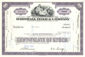 Marshll Field and Company - 1974 dated Stock Certificate