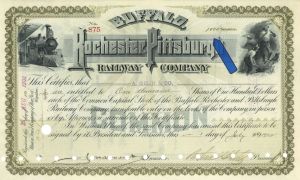 1,000 Shares of Buffalo, Rochester and Pittsburgh Railway Co. - 1902 dated Railway Stock Certificate