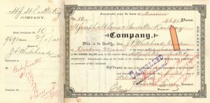 9,691 Shares of St. Joseph, St. Louis and Santa Fe Railway Co. - 1888 dated Stock Certificate