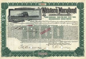 Western Maryland Railroad Co. - 1917 dated $1,651,000 Bond