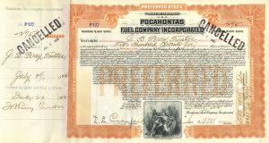 Pocahontas Fuel Co. Inc. - dated 1920's Virginia Coal Stock Certificate - Beautiful Indian Vignette