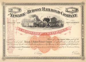 Newark and Hudson Railroad Co. - Unissued Railroad Stock Certificate