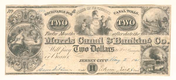$2,000. Morris Canal & Banking. Obsolete Remainder. Nice Note. #04840