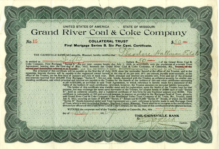 Grand River Coal and Coke Co. - $50 Bond