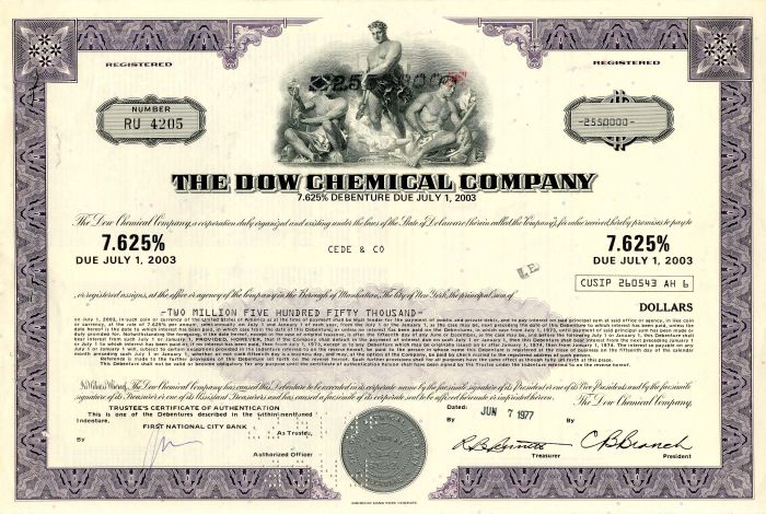 Dow Chemical - Various Milllion Dollar Denominations - Bond