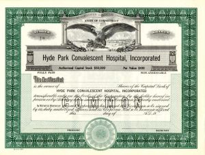 Hyde Park Convalescent Hospital, Incorporated - Stock Certificate