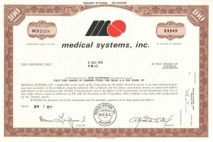 Medical Systems, Inc. - 1971 dated Stock Certificate