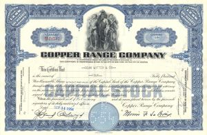 Copper Range Co. - 1960's dated Michigan Mining Stock Certificate