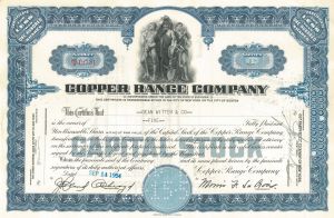 Copper Range Co. - 1960's dated Michigan Mining Stock Certificate