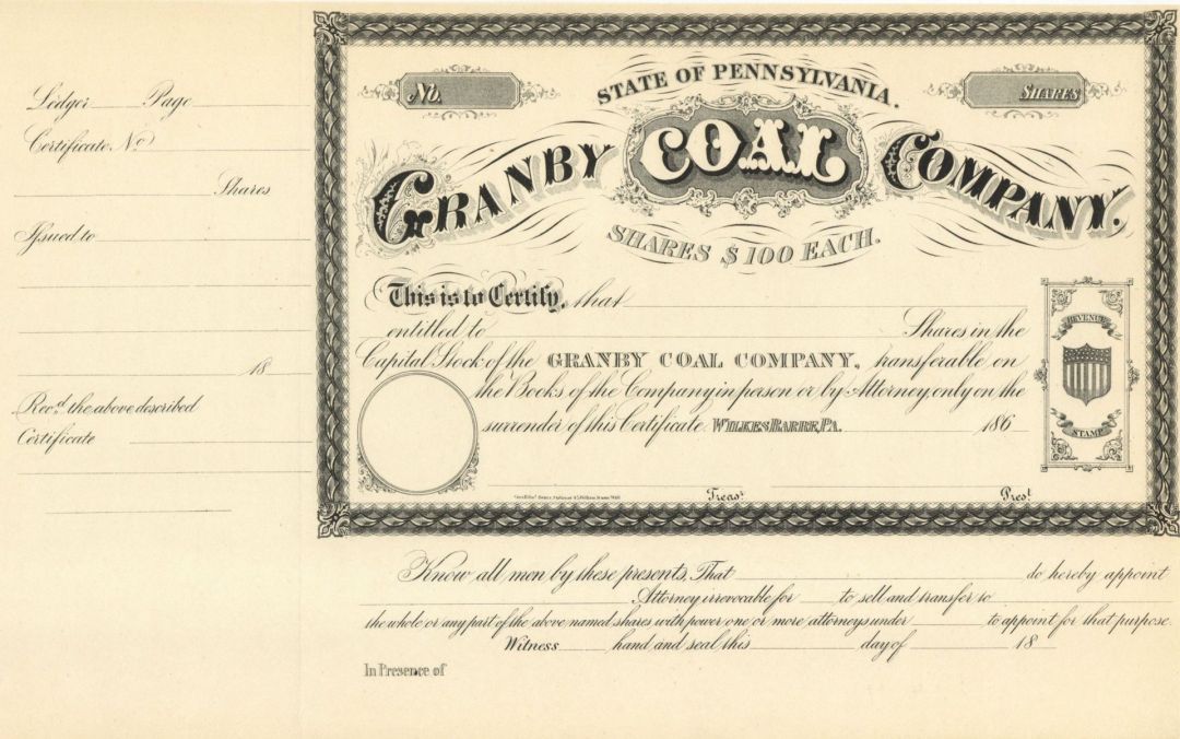 Granby Coal Co. - Stock Certificate