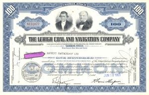 Lehigh Coal and Navigation Co. issued to Buffett Partnership Limited - 1963 dated Josiah White & Erskine Hazard Vignette Stock Certificate