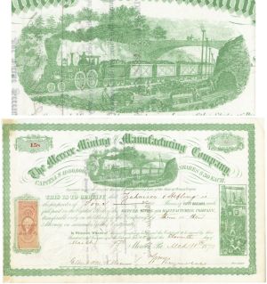 Mercer Mining and Manufacturing Co. - 1860's-70's dated Pennsylvania Mining Stock Certificate