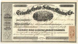 Triunfo Gold and Silver Mining Co. - 1863-1865 dated California Mining Stock Certificate