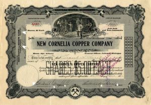 New Cornelia Copper Co. - Stock Certificate