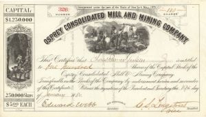 Osprey Consolidated Mill and Mining Co. - 1879 or 1880 dated Stock Certficate