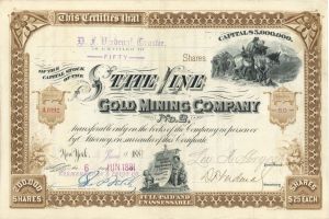 State Line Gold Mining Co. No. 2 - 1881 dated Stock Certificate