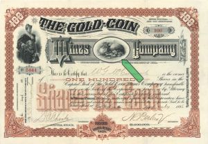 Gold-Coin Mines Co. - 1896 or 1897 dated Stock Certificate