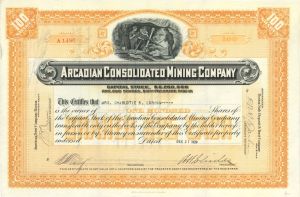 Arcadian Consolidated Mining Co. - 1920-1929 dated Stock Certificate