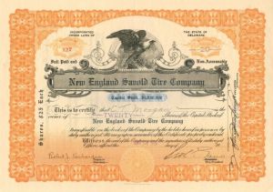 New England Savold Tire Co. - Stock Certificate
