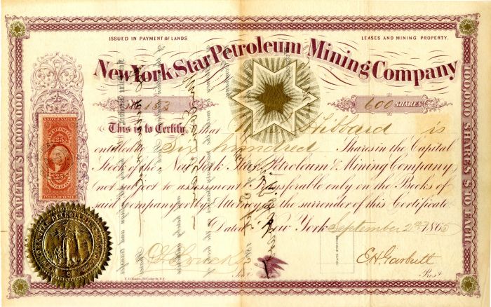 New York Star Petroleum Mining Co. - Stock Certificate