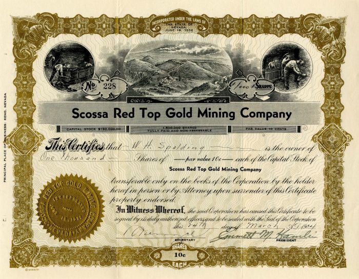 Scossa Red Top Gold Mining Co.