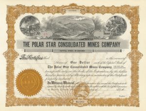 Polar Star Consolidated Mines Co. - Unissued Denver, Colorado Mining Stock Certificate