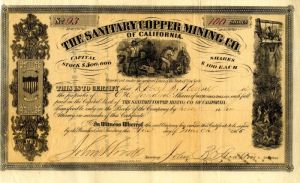 Sanitary Copper Mining Co. of California - Stock Certificate