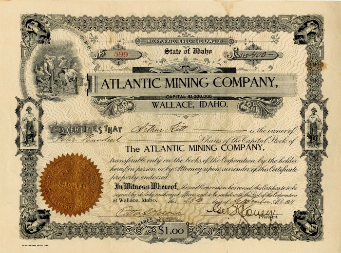 Atlantic Mining Co. - Stock Certificate