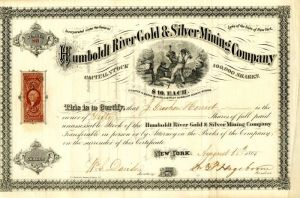 Humboldt River Gold and Silver Mining Co. - Stock Certificate