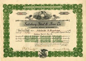 Salisbury Steel and Iron Co. - Stock Certificate