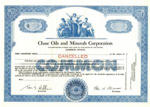 Chase Oils and Minerals Corporation - Stock Certificate