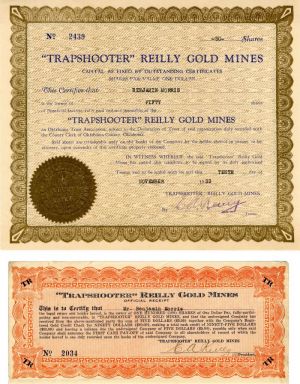 Trapshooter Reilly Gold Mines - Stock Certificate