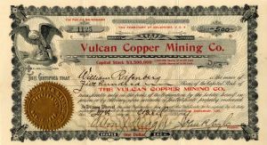 Vulcan Copper Mining Co. - Stock Certificate