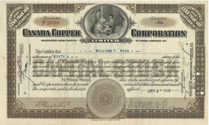 Canada Copper Corp. - Stock Certificate