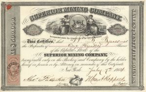 Superior Mining Co. - Michigan Stock Certificate