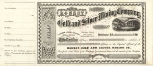 Honest Gold and Silver Mining Co.  -  Unissued Stock Certificate