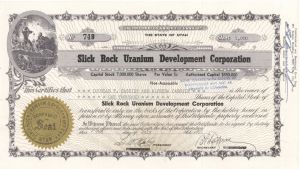 Slick Rock Uranium Development Corp. -  1955 dated Stock Certificate