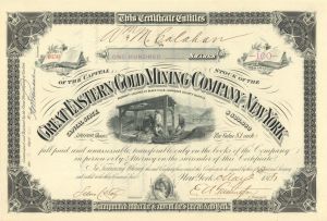 Great Eastern Gold Mining Company of New York - 1881 dated Stock Certificate