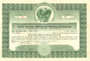 North American Milling and Smelting Corp. - 1933 dated Stock Certificate