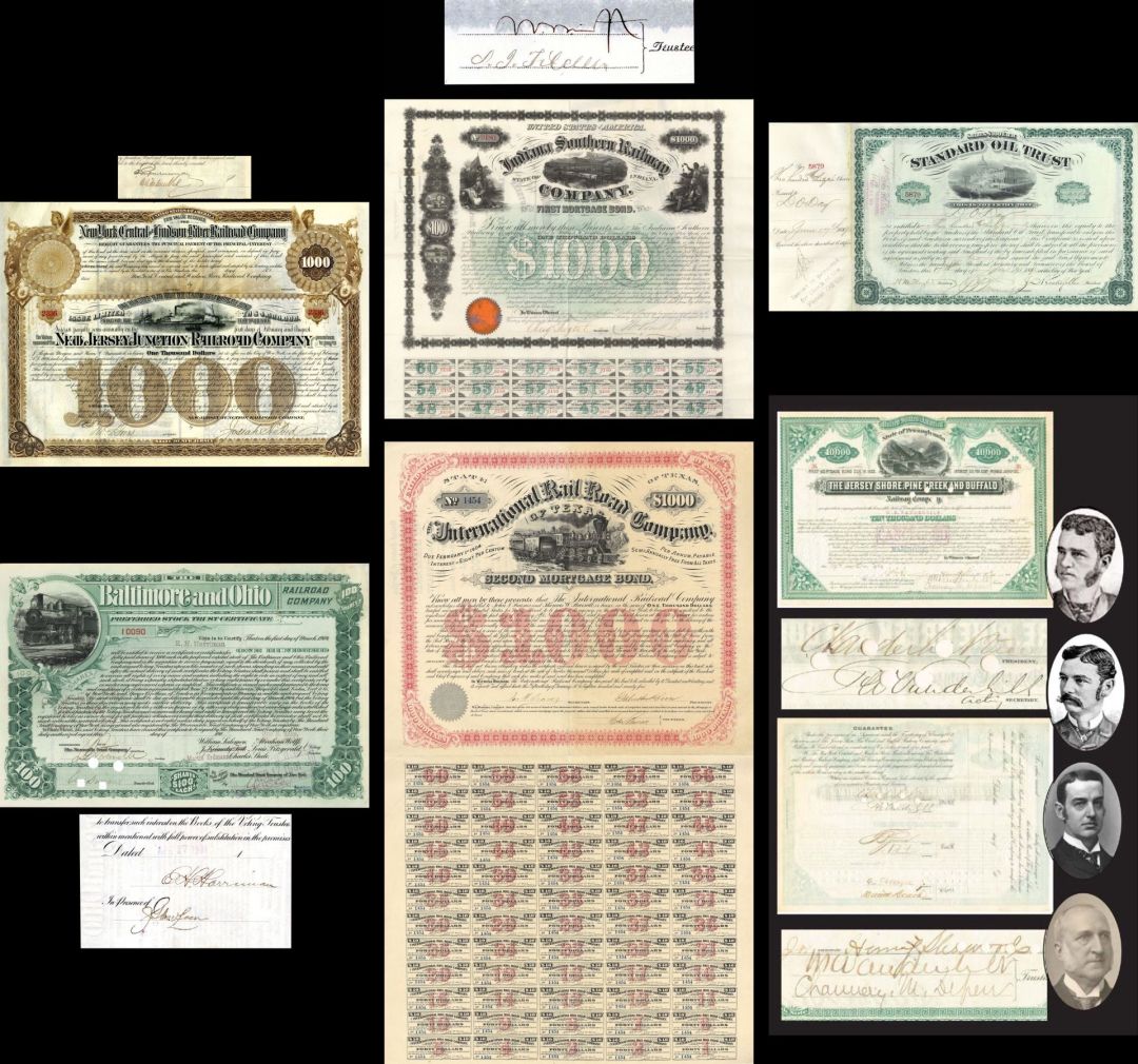 Exclusive Collection of 6 Autograph Stocks & Bonds